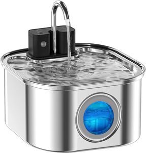 Fontaine à eau pour animaux de compagnie en acier inoxydable, ultra silencieuse, 3,2 L, fontaine à boire pour chat, USB, filtre quadruple, qualité alimentaire 304 - Product Image 1