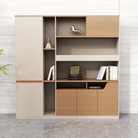 Mueble de Almacenamiento Modular de Madera de Lujo con Estantes Abiertos y Armarios Cerrados para Archivo en Escuelas, Talleres y Oficinas Ejecutivas