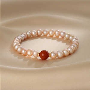 Pulsera de ágata Nanhong con perlas naturales de agua dulce de color rosa púrpura 400g - Product Image 5