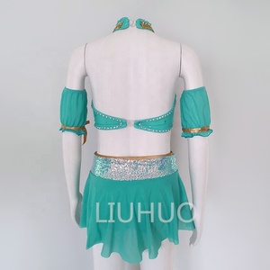 Costume de <span class=keywords><strong>danse</strong></span> de pôle brodé tridimensionnel vert fille robe de <span class=keywords><strong>danse</strong></span> lyrique passionnée et sans retenue - Product Image 3