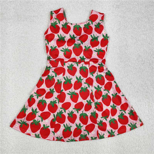 Tenues décontractées printemps-été pour filles, ensemble short à imprimé fraises à manches courtes, combinaison, robe de yoga, vêtements assortis pour sœurs - Product Image 4