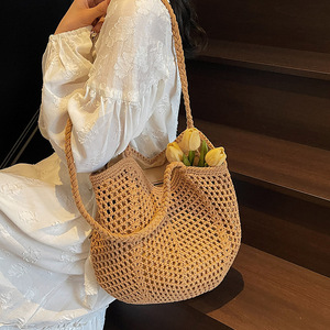 Bolso de Hombro Calado de Verano 2026, Bolso de Mano de Gran Capacidad, Bolso de Playa de Moda para Mujer, Tejido de Algodón - Product Image 3