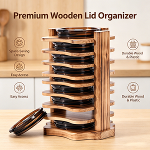 Wooden Handicrafts Wooden Tumbler Lid Storage Rack Holder Freestanding Water Bottle Lid Tumbler Lid Organizer for <strong>Gift</strong> - Product Image 1