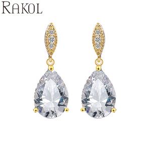 RAKOL EP2040 Mode Luxueux Grand Pendentif Goutte D'eau Zircon Déclaration Femmes Boucles D'oreilles 2022 - Product Image 5