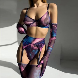 Nouvel Arrivage King Mcgreen Star Ensemble de Lingerie Sexy 4 Pièces en Dentelle Tie-Dye, Sous-vêtements Érotiques, Gants en Résille Transparente, Effet Amincissant Léger - Product Image 3