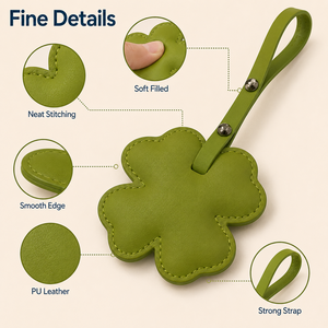 Colgante de Cuero con Trébol de Cuatro Hojas Verde, Etiqueta Decorativa para Bolso con Flor, Llavero, Adorno Colgante, Regalo - Product Image 4