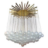 Lustre LED de luxe en laiton de style américain avec verre texturé pour villa, hall d'hôtel, éclairage intérieur