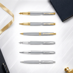 Chrome <b>Gold</b> Parker <b>Pen</b> with Custom Logo-Durable Metal Promotional Gift <b>Pen</b> Featuring Laser Engraving & UV Printing - Product Image 1