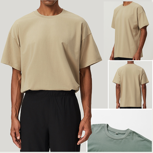 Camisetas Yiyi de Corte Holgado con Cuello Redondo, Mezcla de Algodón, Deportivas y Casuales <span class=keywords><strong>para</strong></span> Hombre, Transpirables, Suaves al Contacto con la Piel, que Absorben el Sudor - Product Image 1
