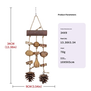 Natuurlijk houten vogelspeelgoed bijtring dennenappel hangende windgong milieuvriendelijke duivenringen binnen buiten - Product Image 3