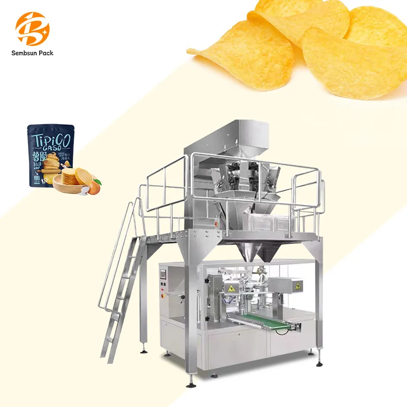Machine d'emballage automatique rotative préfabriquée pour sac ours bonbons vibrant pesage classeur de chips de banane emballage Doypack
