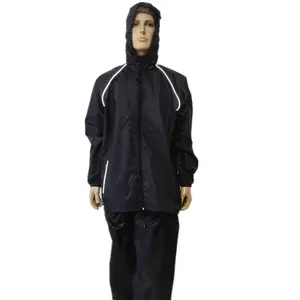 क्लासिक बारिश सूट पुरुषों के लिए सांस बारिश गियर के लिए निविड़ अंधकार काम, Hooded कोट जैकेट और पैंट