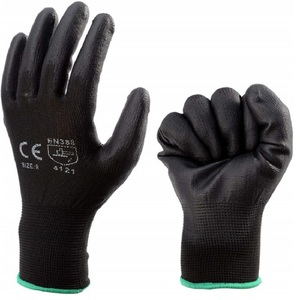 Logo personalizzato all'ingrosso CE EN388 Black PU guanti di <span class=keywords><strong>sicurezza</strong></span> peso leggero Nylon pu palm guanti Guantes De Trabajo pu guanti - Product Image 1