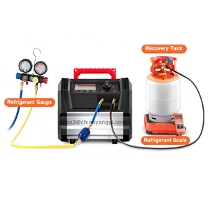 Machine de recyclage de réfrigérant DC complète pour <span class=keywords><strong>climatisation</strong></span>, à double cylindre, pour <span class=keywords><strong>gaz</strong></span> R134a/<span class=keywords><strong>R1234yf</strong></span>, avec moteur DC sans balais et compresseur sans huile, 80% - Product Image 1