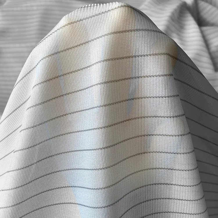 ผ้าโพลีเอสเตอร์ลายทางม้วนใช้ใส่ถุงมือป้องกันไฟฟ้าสถิตย์ผู้ผลิตในจีน