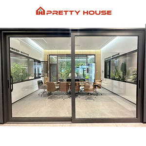 आवासीय घर का बाहरी आँगन उच्च ऊर्जा बचत प्रभाव वाला ग्लास बाहरी डबल ग्लेज्ड एल्यूमीनियम स्लाइडिंग दरवाजे की दीवार - Product Image 2