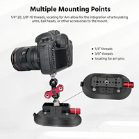 Support de caméra à ventouse en alliage d'aluminium YUANYU 6 pouces avec interface ARRI 1/4 pouce et adaptateur rapide pour caméra de voiture à ventouse