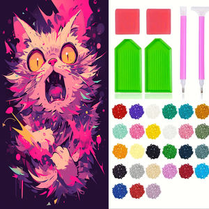 <span class=keywords><strong>Pintura</strong></span> de Diamantes de Gato Gritando, Acrílico 5D, Acrílico, Creativo, Decoración del Hogar, Tamaño Grande, 40x70cm, 1 Unidad - Product Image 1