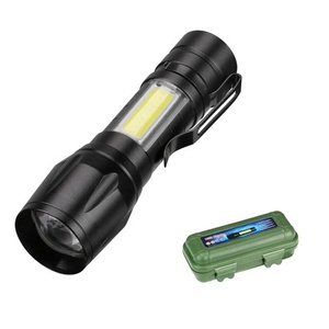 Xách Tay <span class=keywords><strong>Mini</strong></span> 10W LED <span class=keywords><strong>Torch</strong></span> Đèn pin XPE COB ánh sáng với 3 chế độ màu xanh lá cây hợp kim nhôm USB sạc không thấm nước đi kèm hộp quà tặng - Product Image 2