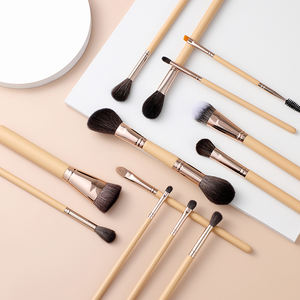Pinceau de maquillage en gros Pinceau de maquillage <span class=keywords><strong>couleur</strong></span> <span class=keywords><strong>caramel</strong></span> usine OEM/ODM manche beige virole en <span class=keywords><strong>cuivre</strong></span> Pinceau de maquillage en poils de chèvre naturels 13 pièces - Product Image 5
