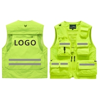 Vente en gros Offres Spéciales unisexe avec logo personnalisé gilet de veste de journaliste photographie de pêche en coton polyester multi-poches pour l'extérieur