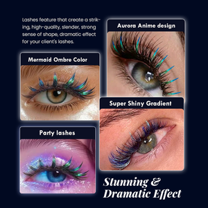 Gollee Nouvelles extensions de cils colorées <span class=keywords><strong>Mega</strong></span> Spike Volume intense, faites à la main, croisées, naturelles, véganes, préfabriquées en éventail, mixtes - Product Image 3