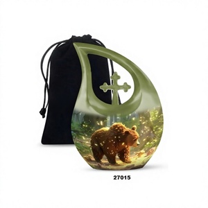 Urna de aluminio para adultos de cremación de oso con lágrima para cenizas humanas, urna funeraria conmemorativa decorativa con bolsa de terciopelo gratis - Product Image 1