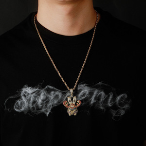 Bijoux pour enfants Hiphop Zircon Cartoon Sponge <span class=keywords><strong>Baby</strong></span> Character <span class=keywords><strong>Necklace</strong></span> - Product Image 6