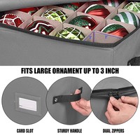 Organisateur de rangement pour décorations de Noël, capacité de 64 décorations, séparateurs ajustables, polyester, fermeture éclair portable
