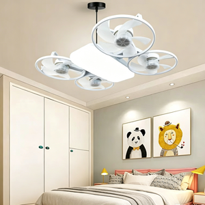 Lampada <span class=keywords><strong>Ventilatore</strong></span> a Soffitto a LED E27 Pieghevole <span class=keywords><strong>con</strong></span> Telecomando e Dimmer, Design Moderno a Forma di Drone per Casa - Product Image 3