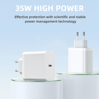 Chargeur 35W GAN avec interface Type-C PD3.0 12V/2.92A certifié CE FCC, spécifications US/UE pour téléphones mobiles/console de jeux/tablettes