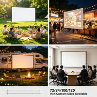Écran de projection extérieur en tissu soie de lait pour cinéma en plein air, double support, format 16:9, pliage rapide