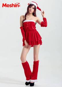 MS Hot Selling Adult <b>Sexy</b> Velvet Red <b>Santa</b> Claus Dress Festival Party <b>Costume</b> Women for Christmas and Halloween - Product Image 4