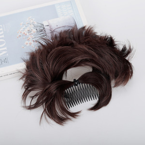 Pelucas y coletas de pelo corto rizado de fibra sintética resistente al calor al por mayor con moño rizado y color ombré, modelo CS68 - Product Image 2