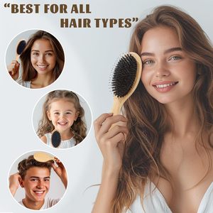 High Quality Custom Logo Paddle <b>Hair</b> <b>Brushes</b> Wholesale Oval Bamboo & Boar <b>Bristle</b> Mix Nylon Salon and Home Use for Women - Product Image 4