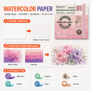 <span class=keywords><strong>Blocco</strong></span> di Carta per Acquerello Giorgione, 40 Fogli, 230gsm, Taccuino per Artisti per Pittura e Disegno in Viaggio - Product Image 3