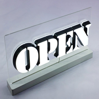 Enseigne de table LED personnalisée en acrylique pour café, enseigne LED sur pied pour entreprise, enseigne LED ouverte pour restaurant, autoportante