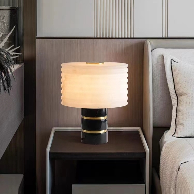 VEKO Alabaster Table Lamp Simple Marble Lamp for Hotel and Home