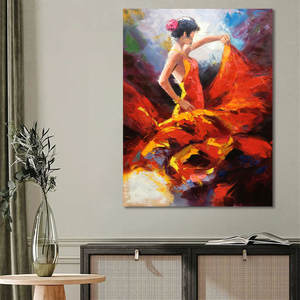 Original Art 100% peint à la main passionné <span class=keywords><strong>espagne</strong></span> fille <span class=keywords><strong>Flamenco</strong></span> <span class=keywords><strong>danse</strong></span> femmes à la main peinture à l'huile sur toile - Product Image 3