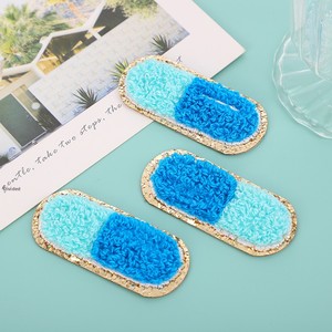 Mignon auto-adhésif Chenille tissu Patch paillettes brodé pilule serviette pour vêtements pantalons fer à repasser Style broderie décoration - Product Image 6