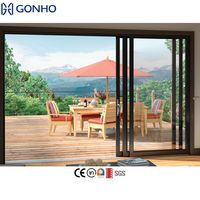 Pintu Geser Patio Kaca Aluminium Alloy Tahan Badai Anti Angin Anti Air Kedap Suara Kaca Tempered Ganda Eksterior