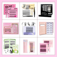 Extensions de cils individuels légers à pointes, pré-coupés, segmentés, courbure D, vente en gros, sans volume, pour DIY, bouquets de cils