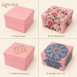 Caja de Regalo Elegante y Lujosa de Cartón Rosa Personalizada con Impresión Offset, Tapa y Base, Rellena de Papel Triturado, para Macarons - Product Image 3