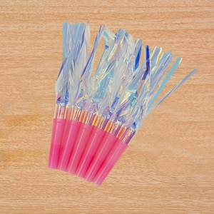 Iridescent Foil Fringe Party Blowouts Noise Makers Multicolor Plastic <b>Whistle</b> Horn 6pcs Set For Birthday Party Favor Supplies - Product Image 3