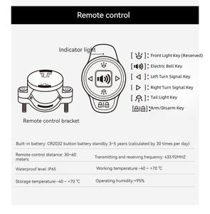 Feu arrière intelligent avec clignotants, capteur de freinage, étanche, économe en énergie, télécommande antivol - Product Image 6