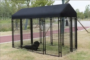 Bangke büyük açık köpek kulübesi köpek kalem oyun parkı evi UV dayanıklı Oxford bez çatı ve güvenli kilit ile çelik çit - Product Image 4