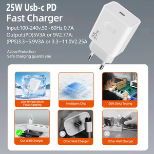 Adaptateurs de charge rapide <span class=keywords><strong>25W</strong></span> avec prise EU, certifiés CE, chargeur mural USB <span class=keywords><strong>25W</strong></span>, adaptateur d'alimentation pour usage quotidien/voyage pour téléphones mobiles - Product Image 4