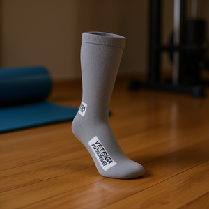 Calcetines de Yoga Ajustados Vetega Gris 100% Algodón para Deportes y Fitness, Diseño Antideslizante, Unisex, Color Sólido, Tejido, Empaquetados - Product Image 2