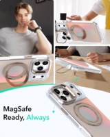 Coque de téléphone à dégradé laser avec support d'objectif pour iPhone 17 Pro Max, support magnétique en anneau, coque arrière de luxe pour iPhone et Samsung