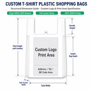 Sacchetti Trasparenti Personalizzati con Logo in LDPE/HDPE Vergine, Buste a Gilet in Plastica con Manici Rinforzati per Negozi, Panetterie e Spesa - Product Image 6